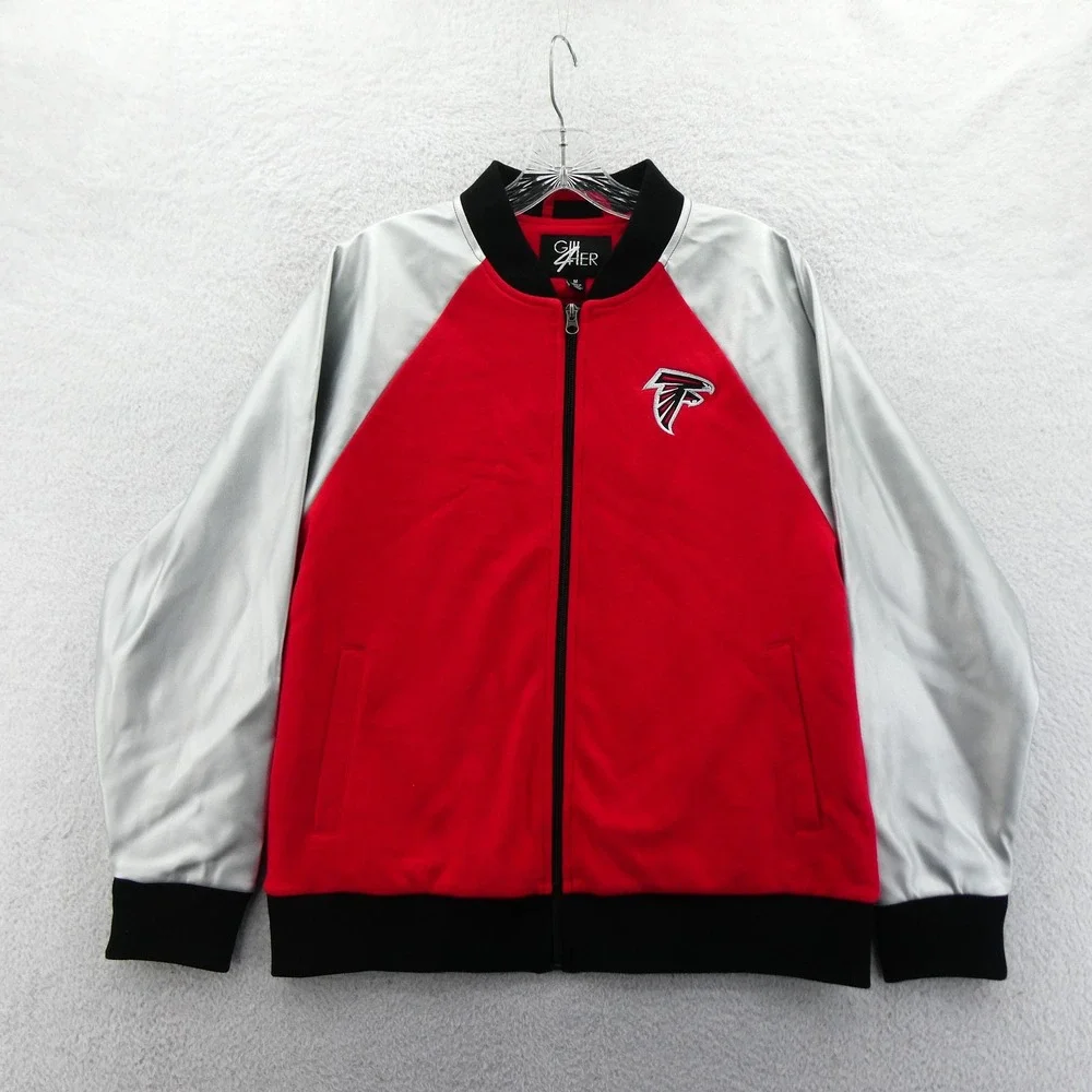 GIII Jacket Women Medium Atlanta Falcons Red Silver Vintage Y2K Deadstock Zip Up